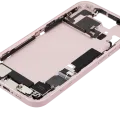 Mid-Frame Housing W/ Charging Port Flex & Small Parts For iPhone 15 (EU / Global Version) (Used OEM Pull: Grade A) (Pink)