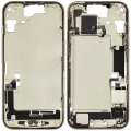 Mid-Frame Housing W/ Charging Port Flex & Small Parts For iPhone 15 (US Version) (Used OEM Pull: Grade A) (Yellow)