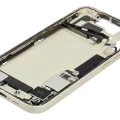 Mid-Frame Housing W/ Charging Port Flex & Small Parts For iPhone 15 (US Version) (Used OEM Pull: Grade A) (Yellow)