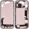 Mid-Frame Housing W/ Charging Port Flex & Small Parts For iPhone 15 (US Version) (Used OEM Pull: Grade A) (Pink)