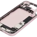 Mid-Frame Housing W/ Charging Port Flex & Small Parts For iPhone 15 (US Version) (Used OEM Pull: Grade C) (Pink)