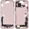 Mid-Frame Housing W/ Charging Port Flex & Small Parts For iPhone 15 Plus (EU / Global Version) (Used OEM Pull: Grade C) (Pink)