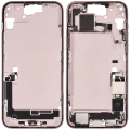 Mid-Frame Housing W/ Charging Port Flex & Small Parts For iPhone 15 Plus (US Version) (Used OEM Pull: Grade C) (Pink)