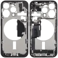Mid-Frame Housing W/ Charging Port Flex & Small Parts For iPhone 15 Pro (EU / Global Version) (Used OEM Pull: Grade A) (Black Titanium)