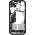Mid-Frame Housing W/ Charging Port Flex & Small Parts For iPhone 15 Pro (EU / Global Version) (Used OEM Pull: Grade A) (Black Titanium)