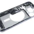 Mid-Frame Housing W/ Charging Port Flex & Small Parts For iPhone 15 Pro Max (EU / Global Version) (Used OEM Pull: Grade A) (Blue Titanium)