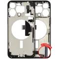 Mid-Frame Housing W/ Charging Port Flex & Small Parts For iPhone 15 Pro Max (US Version) (Used OEM Pull: Grade B) (Black Titanium)
