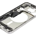 Mid-Frame Housing W/ Charging Port Flex & Small Parts For iPhone 15 Pro Max (US Version) (Used OEM Pull: Grade C) (White Titanium)