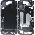 Середня рамка зі шлейфом зарядки й дрібними деталями для iPhone 16 (EU / Global Version) (Used OEM Pull: Grade A) (чорний)