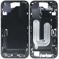 Середня рамка зі шлейфом зарядки й дрібними деталями для iPhone 16 (EU / Global Version) (Used OEM Pull: Grade B) (чорний)