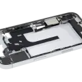 Mid-Frame Housing W/ Charging Port Flex & Small Parts For iPhone 16 (US Version) (Used OEM Pull: Grade B) (White)