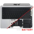 Top Case with Battery and Keyboard (ANSI US) For MacBook Pro 14" A2442 (2021) / A2779 (2023) (Genuine OEM) (Silver)