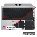 Top Case with Battery and Keyboard (ANSI US) For MacBook Pro 14" A2442 (2021) / A2779 (2023) (Genuine OEM) (Silver)