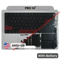 Top Case with Battery and Keyboard (ANSI US) For MacBook Pro 14" A3185 (2024) (Genuine OEM) (Silver)