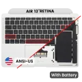 Top Case with Battery and Keyboard (ANSI US) For MacBook Air 13" A1932 (2018-2019) (Used OEM Pull: Grade B) (Silver)