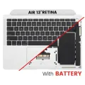 Top Case with Battery and Keyboard (ANSI US) For MacBook Air 13" A1932 (2018-2019) (Used OEM Pull: Grade B) (Silver)